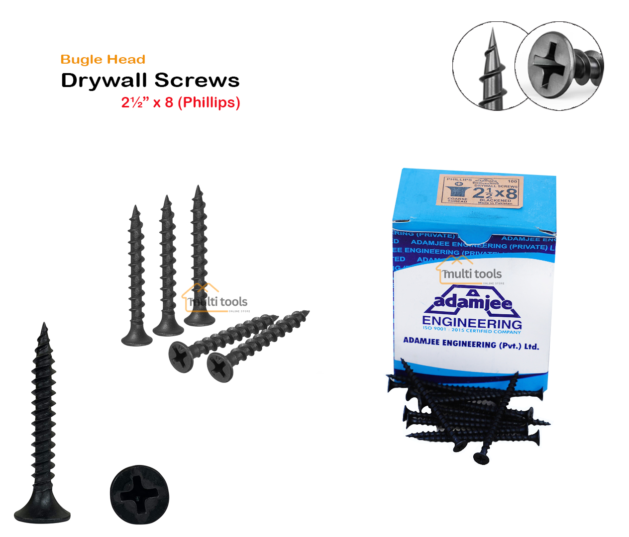 Bugle Head Drywall Screws 2-1/2 X 8 (Phillips)